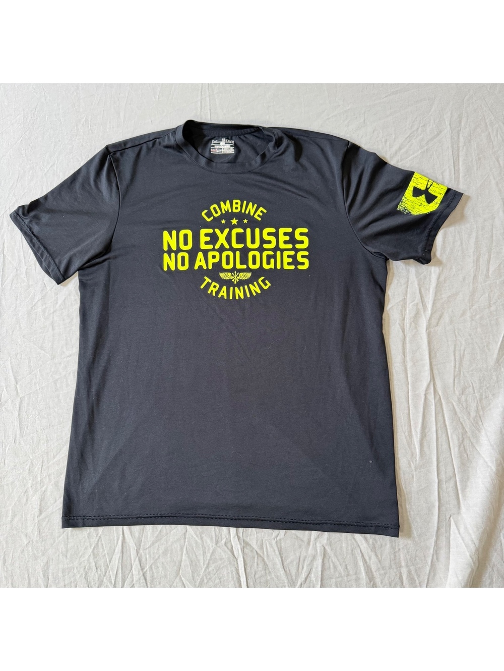 Under Armour Men's Gray Training T-Shirt with No Excuses No Apologies Design, LG